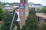 Presidental Debate 2020 Banner on Bell Tower 05 by Belmont University and Sam Simpkins