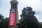 Presidental Debate 2020 Banner on Bell Tower 07 by Belmont University and Sam Simpkins