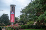 Presidental Debate 2020 Banner on Bell Tower 08 by Belmont University and Sam Simpkins