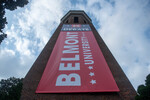 Presidental Debate 2020 Banner on Bell Tower 11 by Belmont University and Sam Simpkins