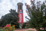 Presidental Debate 2020 Banner on Bell Tower 14 by Belmont University and Sam Simpkins