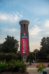 Presidental Debate 2020 Banner on Bell Tower at Sunset 02 by Belmont University and Sam Simpkins