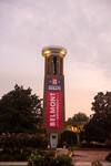 Presidental Debate 2020 Banner on Bell Tower at Sunset 06 by Belmont University and Sam Simpkins
