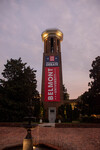 Presidental Debate 2020 Banner on Bell Tower at Sunset 08 by Belmont University and Sam Simpkins