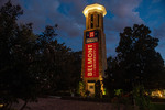 Presidental Debate 2020 Banner on Bell Tower 23 by Belmont University and Sam Simpkins