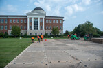 Temporary floor being laid on South Lawn 12 by Belmont University and Sam Simpkins