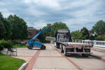 Temporary floor being laid on South Lawn 14 by Belmont University and Sam Simpkins