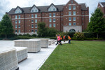 Temporary floor being laid on South Lawn 34